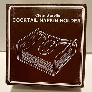 CLEAR ACRYLIC COCKTAIL NAPKIN HOLDER.